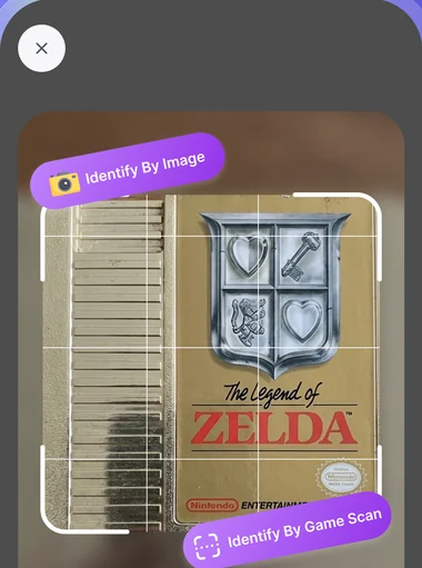 RetroBrain camera view with an NES cartridge inside the scan frame